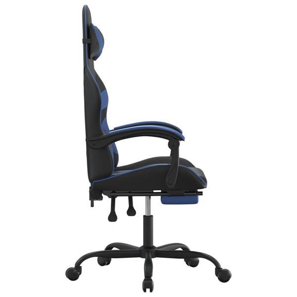 Grote foto vidaxl chaise de jeu pivotante et repose pied noir et bleu s huis en inrichting stoelen