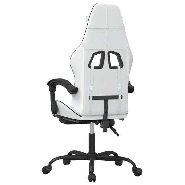 Grote foto vidaxl chaise de jeu avec repose pied blanc et noir similicu huis en inrichting stoelen