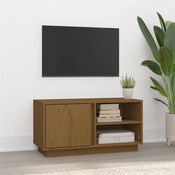 Grote foto vidaxl tv meubel 80x35x40 5 cm massief grenenhout honingbrui huis en inrichting overige
