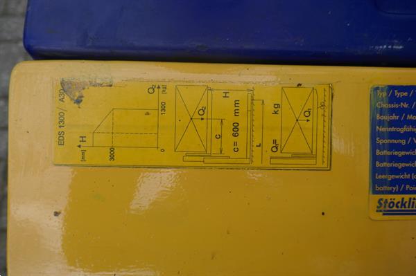 Grote foto vs 20975 elektrische stapelaar stocklin 3.000mm weinig uren doe het zelf en verbouw hefwerktuigen