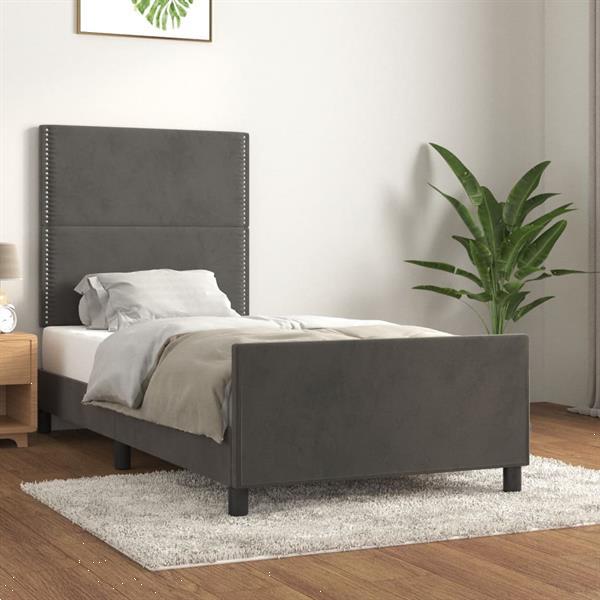 Grote foto vidaxl cadre de lit avec t te de lit gris fonc 90x200 cm ve huis en inrichting bedden