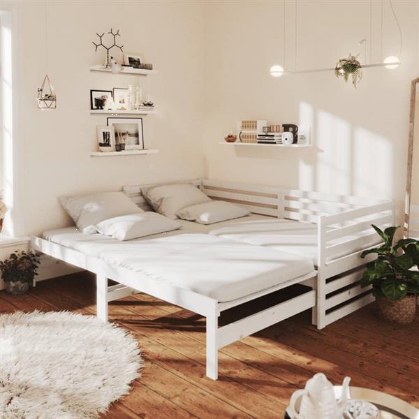 Grote foto vidaxl lit coulissant 2x 90x200 cm blanc bois de pin massif huis en inrichting bedden