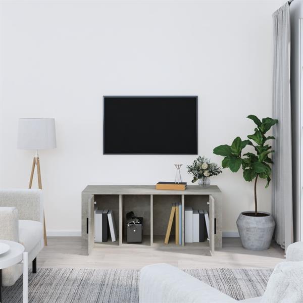 Grote foto vidaxl meuble tv gris b ton 100x35x40 cm bois d ing nierie huis en inrichting overige