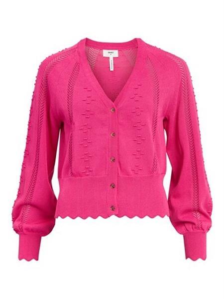 Grote foto object objkalina l s knit cardigan 123 magenta 23040119 s kleding dames truien en vesten