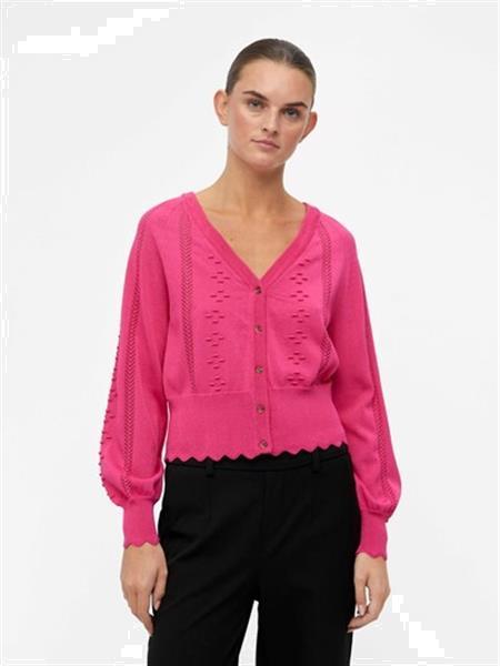 Grote foto object objkalina l s knit cardigan 123 magenta 23040119 s kleding dames truien en vesten