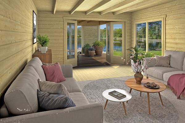 Grote foto blokhut casper met overkapping 500x400 cm luifel 400 cm tuin en terras tuinhuisjes en blokhutten