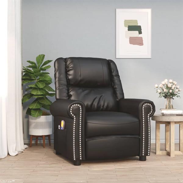 Grote foto vidaxl fauteuil de massage noir brillant similicuir huis en inrichting stoelen