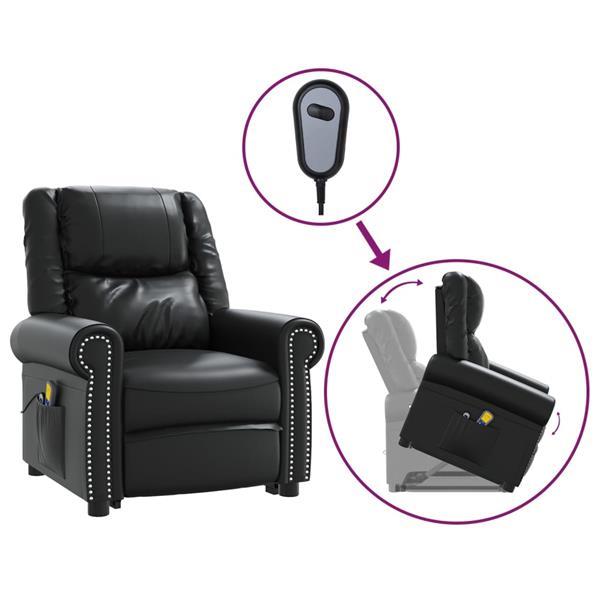 Grote foto vidaxl fauteuil de massage noir brillant similicuir huis en inrichting stoelen