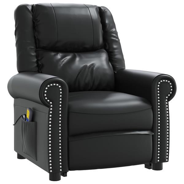 Grote foto vidaxl fauteuil de massage noir brillant similicuir huis en inrichting stoelen