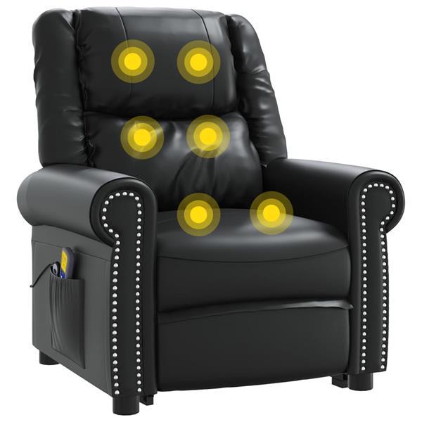 Grote foto vidaxl fauteuil de massage noir brillant similicuir huis en inrichting stoelen