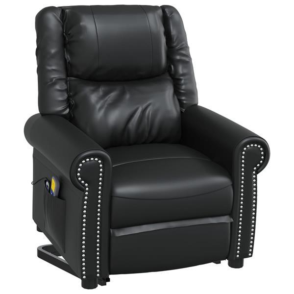 Grote foto vidaxl fauteuil de massage noir brillant similicuir huis en inrichting stoelen