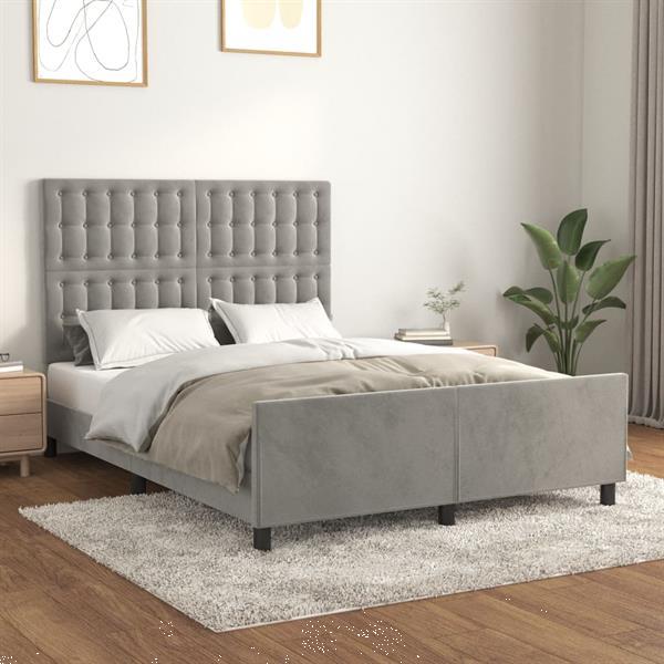 Grote foto vidaxl cadre de lit avec t te de lit gris clair 140x190 cm v huis en inrichting bedden