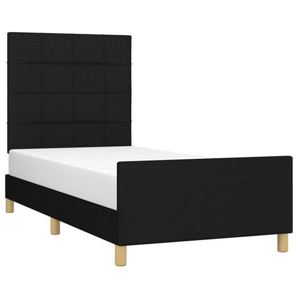 Grote foto vidaxl cadre de lit avec t te de lit noir 80x200 cm tissu huis en inrichting bedden
