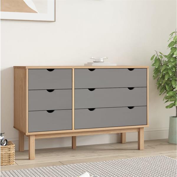 Grote foto vidaxl commode otta marron et gris 113 5x39 5x73 cm bois de kinderen en baby complete kinderkamers