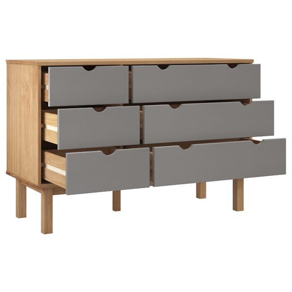 Grote foto vidaxl commode otta marron et gris 113 5x39 5x73 cm bois de kinderen en baby complete kinderkamers