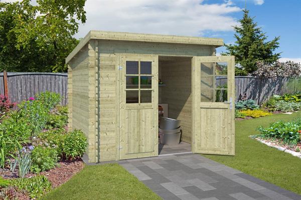 Grote foto blokhut indi 230x175 cm groen ge mpregneerd tuin en terras tuinhuisjes en blokhutten