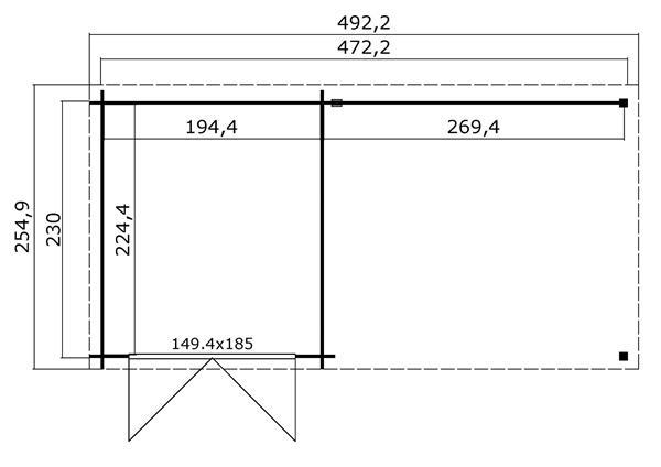 Grote foto blokhut helena 472x230 cm platinum grey wit gecoat tuin en terras tuinhuisjes en blokhutten