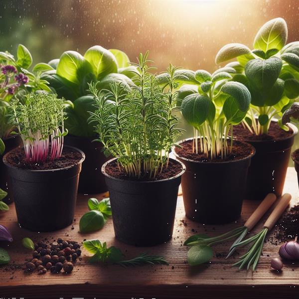 Grote foto horti europe schuifzaaier voor kruiden in potten agrarisch tuinbouw