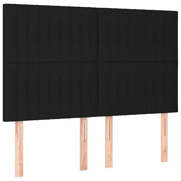 Grote foto vidaxl boxspring met matras en led stof zwart 140x190 cm huis en inrichting bedden