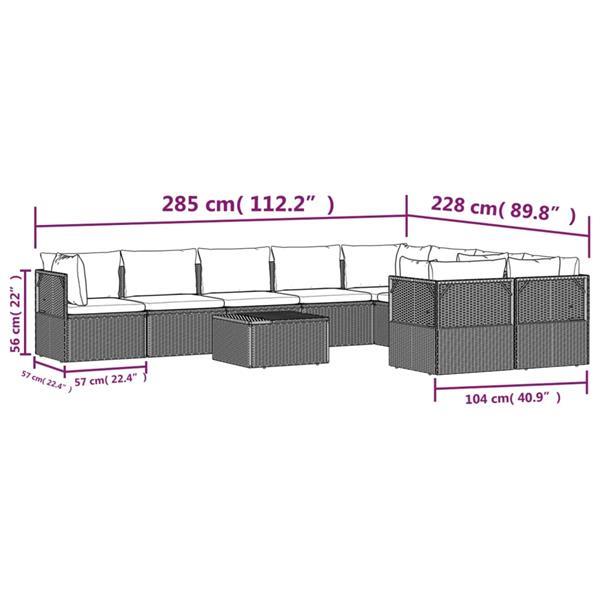 Grote foto vidaxl 10 delige loungeset met kussens poly rattan grijs tuin en terras tuinmeubelen