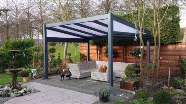 Grote foto profiline terrasoverkapping vrijstaand 400x300 cm poly tuin en terras tegels en terrasdelen