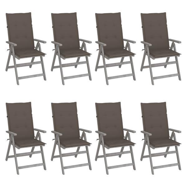 Grote foto vidaxl chaises inclinables de jardin avec coussins 8 pcs gri tuin en terras tuinmeubelen