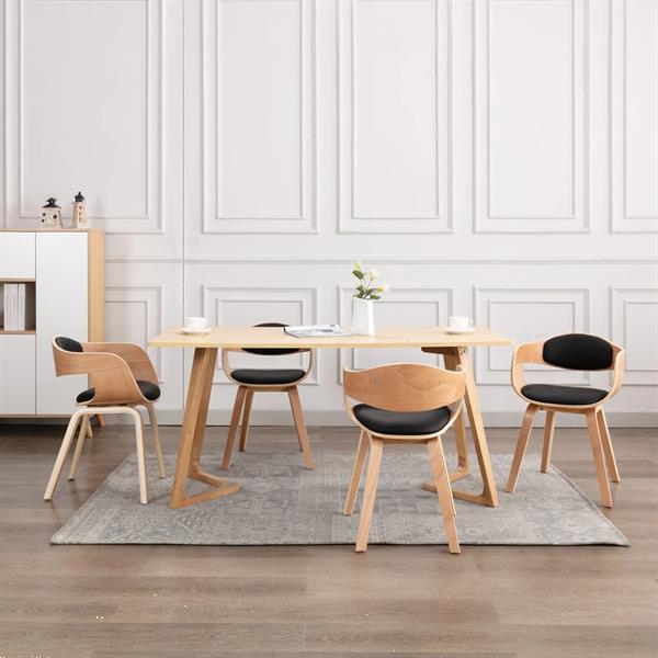 Grote foto vidaxl eetkamerstoelen 4 st gebogen hout en kunstleer huis en inrichting stoelen