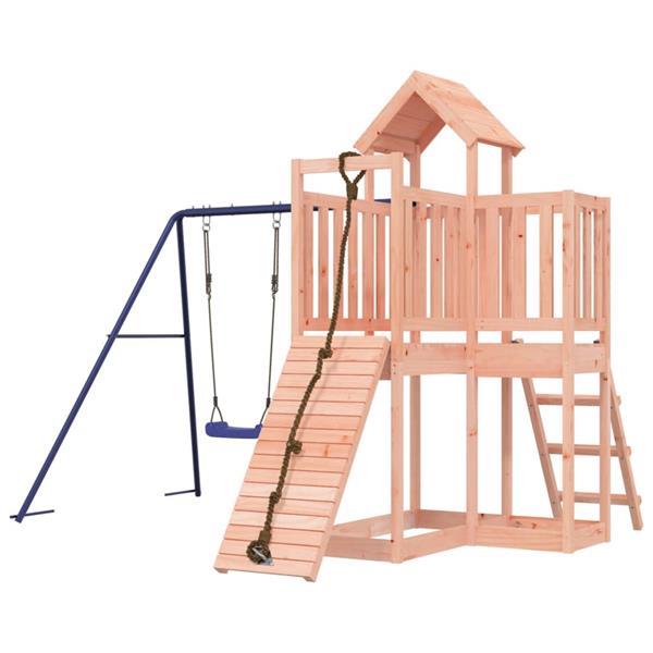 Grote foto vidaxl speelhuis met klimwand en schommel massief douglashou kinderen en baby los speelgoed