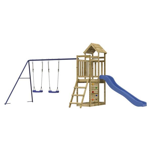 Grote foto vidaxl speelhuis met glijbaan schommels klimwand grenenhout kinderen en baby los speelgoed