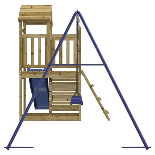 Grote foto vidaxl speelhuis met glijbaan schommels klimwand grenenhout kinderen en baby los speelgoed