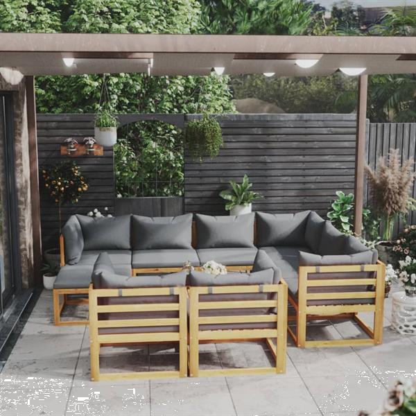 Grote foto vidaxl salon de jardin 10 pcs avec coussin bois d acacia sol tuin en terras tuinmeubelen