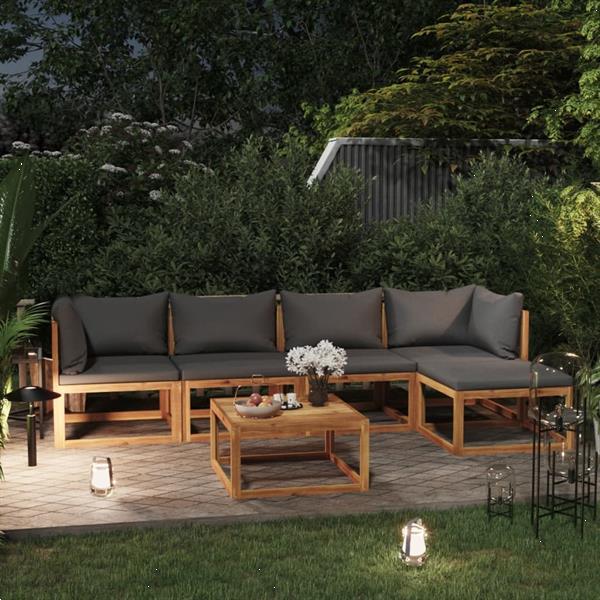 Grote foto vidaxl salon de jardin 6 pcs avec coussin bois d acacia soli tuin en terras tuinmeubelen