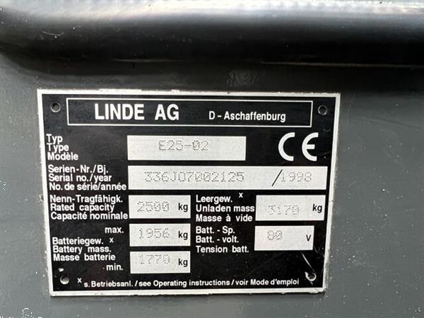 Grote foto 1998 linde e25 elektrische heftruck triplex mast 4 functies side shift 530cm agrarisch heftrucks