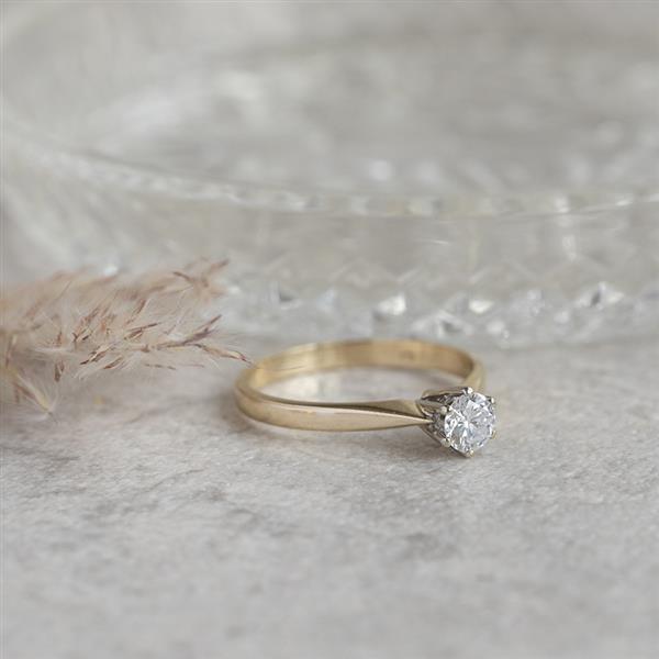 Grote foto bicolour gouden solitair ring met diamant 14 krt 997.5 sieraden tassen en uiterlijk ringen voor haar
