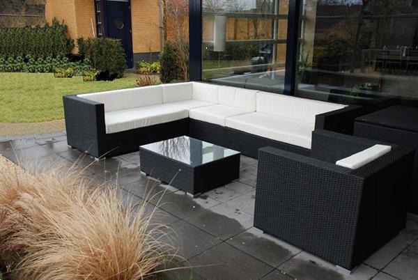 Grote foto arbrini loungeset zwart allweather kussens nu1195 tuin en terras tuinmeubelen