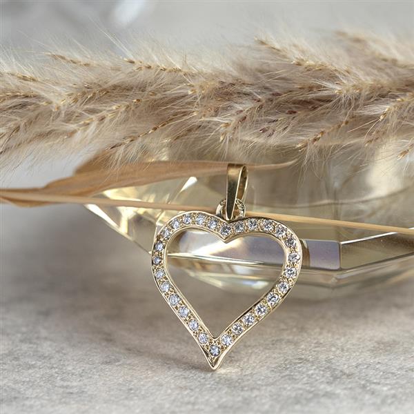 Grote foto gouden hanger hart met diamant 14 krt 1247.5 sieraden tassen en uiterlijk bedels en hangers