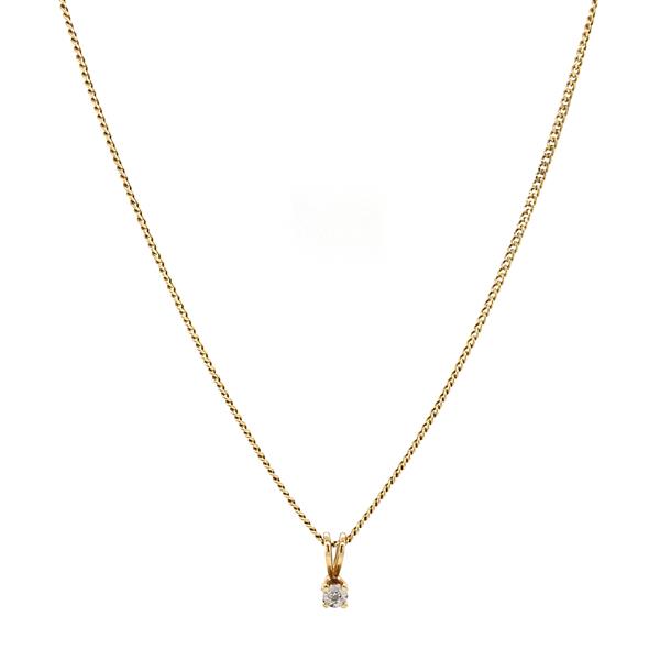 Grote foto gouden collier met solitair hanger met diamant 48 cm 14 krt sieraden tassen en uiterlijk kettingen