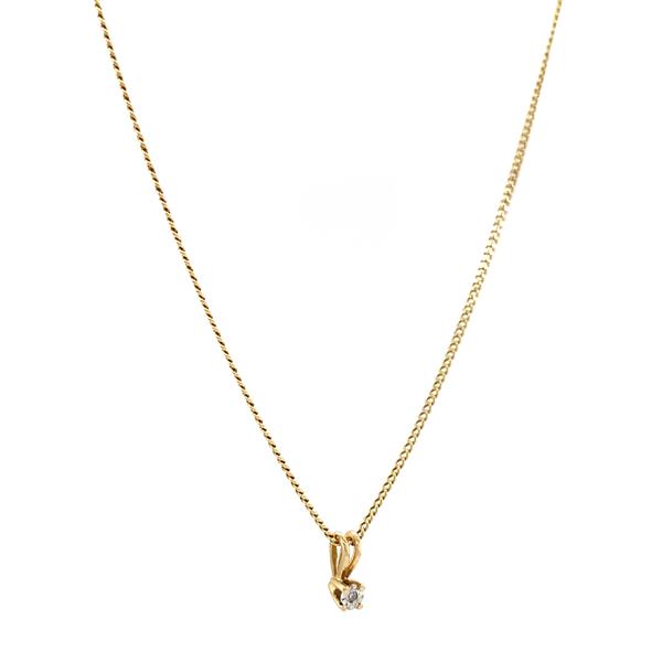 Grote foto gouden collier met solitair hanger met diamant 48 cm 14 krt sieraden tassen en uiterlijk kettingen