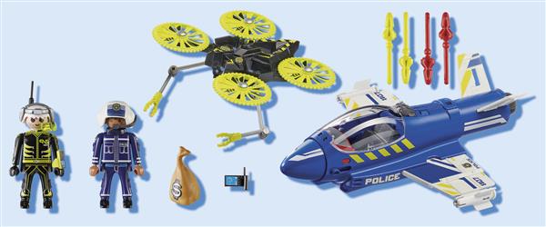 Grote foto playmobil city action 70780 politiejet drone achtervolging kinderen en baby duplo en lego