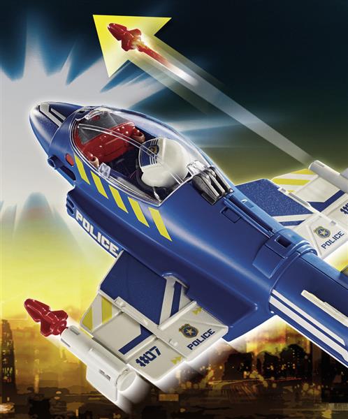 Grote foto playmobil city action 70780 politiejet drone achtervolging kinderen en baby duplo en lego
