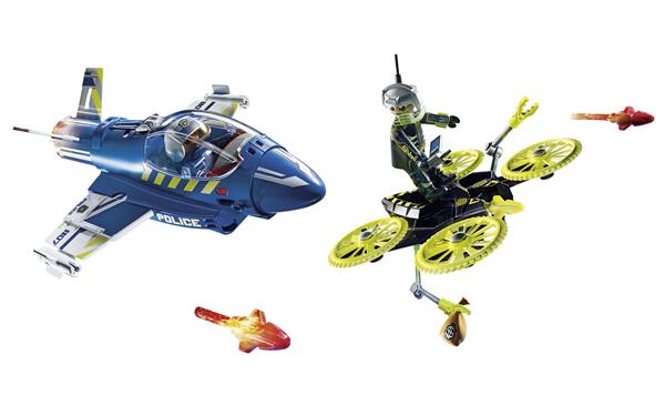 Grote foto playmobil city action 70780 politiejet drone achtervolging kinderen en baby duplo en lego