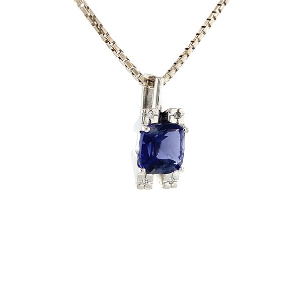 Grote foto witgouden hanger met diamant en blauw glas 18 krt 397.5 sieraden tassen en uiterlijk bedels en hangers