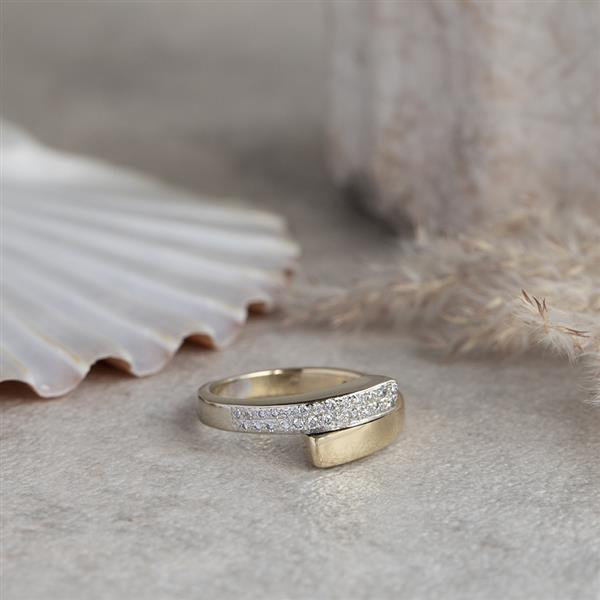 Grote foto bicolour gouden ring met diamant 14 krt 647.5 sieraden tassen en uiterlijk ringen voor haar