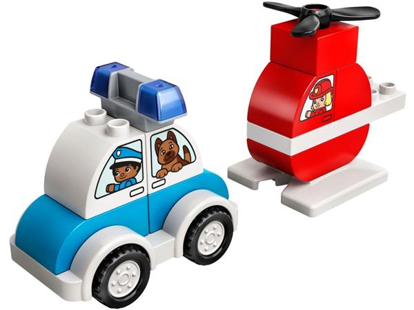 Grote foto lego duplo 10957 brandweerhelikopter en politiewagen kinderen en baby duplo en lego