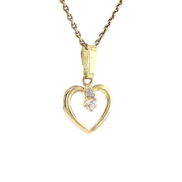 Grote foto bicolour gouden hanger hart met zirkonia 14 krt 102.5 sieraden tassen en uiterlijk bedels en hangers