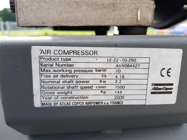 Grote foto atlas copco bj 2012 le22 10 250 compressor doe het zelf en verbouw compressors