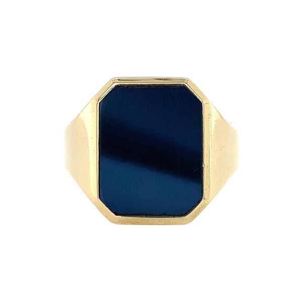 Grote foto gouden zegelring met blauwe lagensteen 14 krt 647.5 sieraden tassen en uiterlijk ringen voor haar