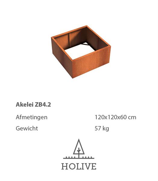 Grote foto cortenstaal akelei zb4.2 plantenbak 120x120x60 cm. tuin en terras bloembakken