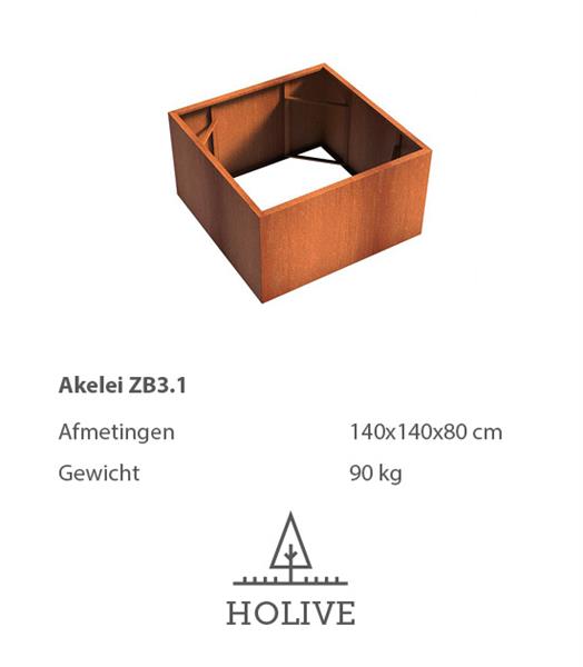 Grote foto cortenstaal akelei plantenbak 140x140x80 cm. tuin en terras bloembakken