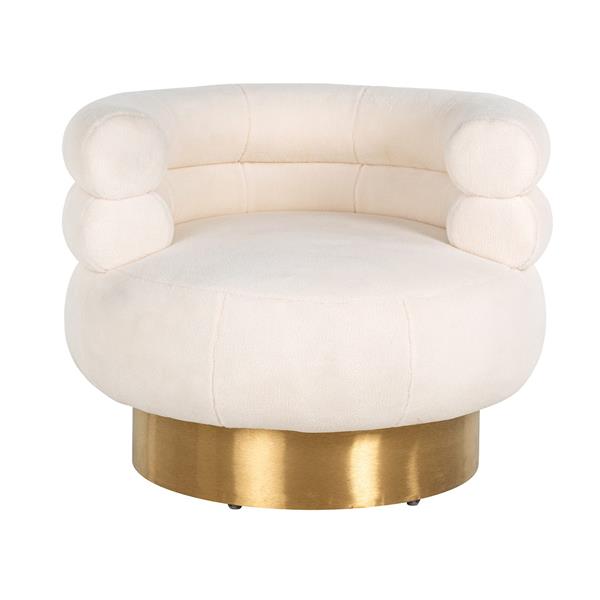 Grote foto draaifauteuil fayah white teddy brushed gold huis en inrichting stoelen